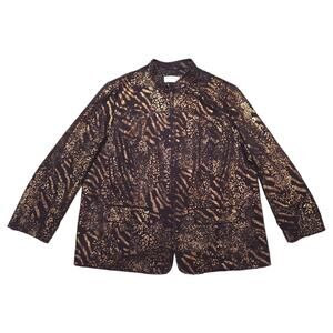 NEW Alfred Dunner Black Zip up Jacket with Metallic Gold Size 18